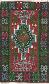 Vintage Turkish Kilim Rug - 3'  x 5' 1" (36" x 61")