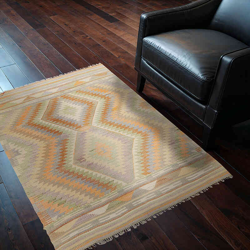 Alfombra Vintage Kilim Turca - 107 cm x 140 cm - K0073322