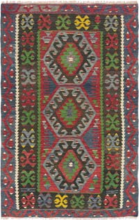 Vintage Turkish Kilim Rug - 3' 4" x 5' 1" (40" x 61")
