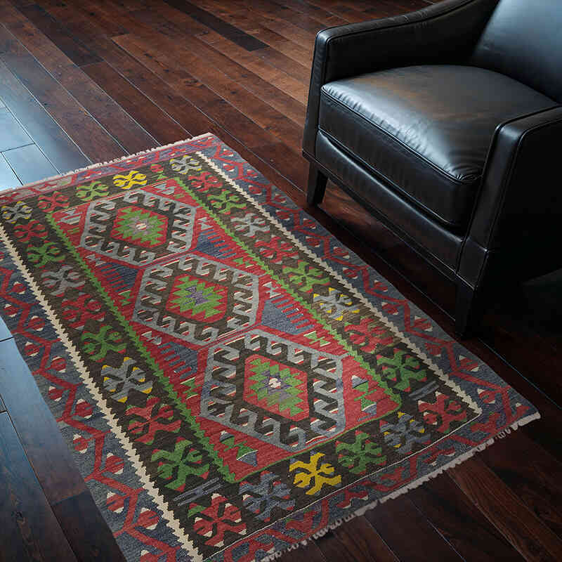 Vintage Turkish Kilim Rug - 3' 4" x 5' 1" (40" x 61") - K0073326