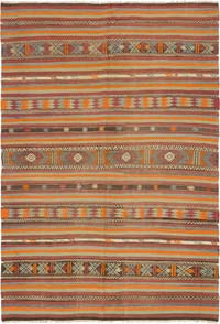 Vintage Manisa Kilim Rug - 6' 1" x 8' 10" (73" x 106")