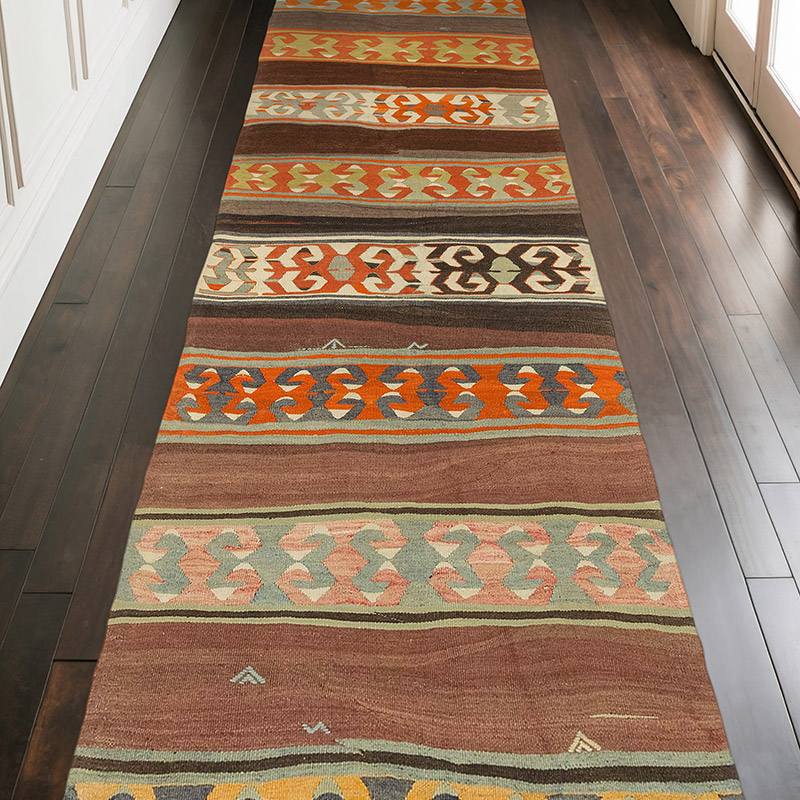 Vintage Konya Kilim Runner - 3' 6" x 9' 11" (42" x 119") - K0073998