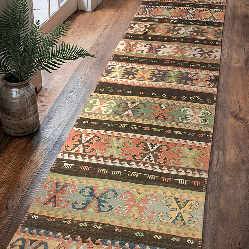 Vintage Sivas Kilim Runner - 2' 8" x 11' 4" (32" x 136") - K0073999