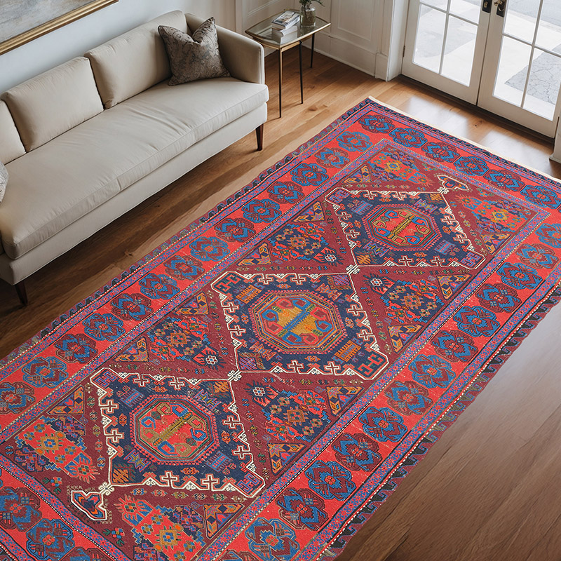 Alfombra Soumak Vintage Caucásica - 200 cm x 362 cm - K0074025