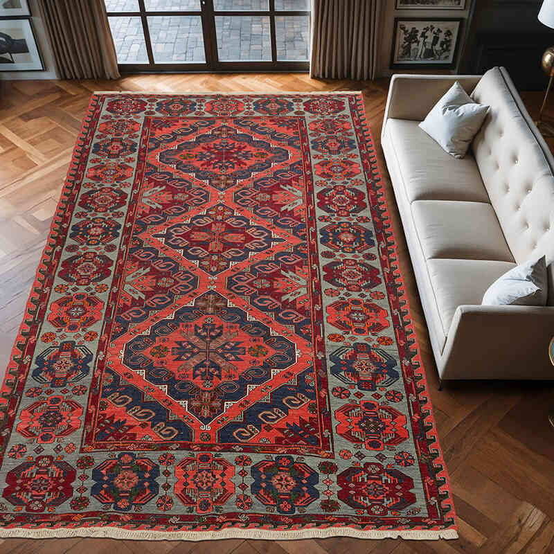 Vintage Caucasian Soumak Rug - 7' 3" x 12' 6" (87" x 150") - K0074035