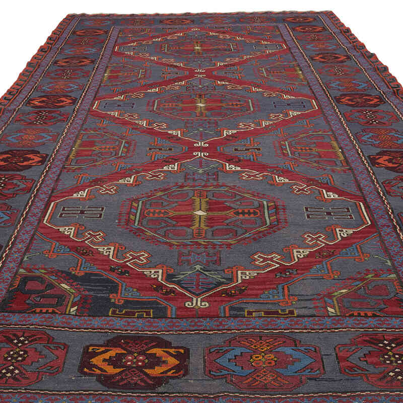 Alfombra Soumak Vintage Caucásica - 215 cm x 380 cm - K0074037
