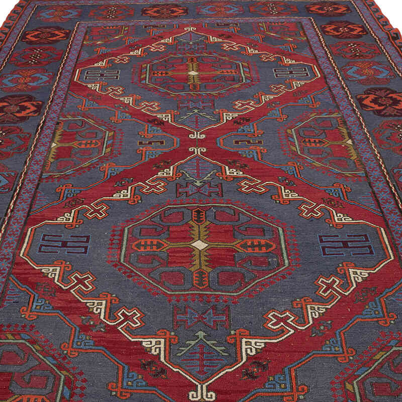 Alfombra Soumak Vintage Caucásica - 215 cm x 380 cm - K0074037