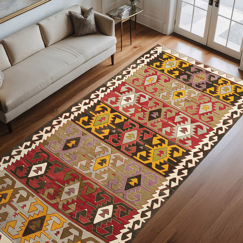 Vintage Konya Kilim Rug - 5' 7" x 10' 11" (67" x 131") - K0074073