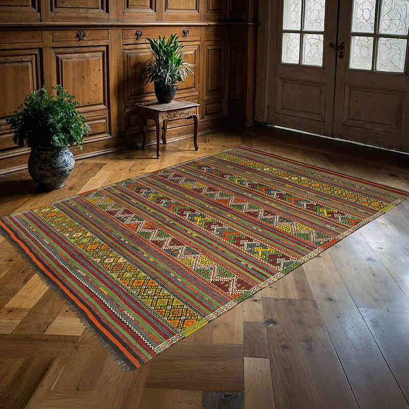 Vintage Anatolian Jijim Rug - 5' 7" x 8' 1" (67" x 97") - K0074075