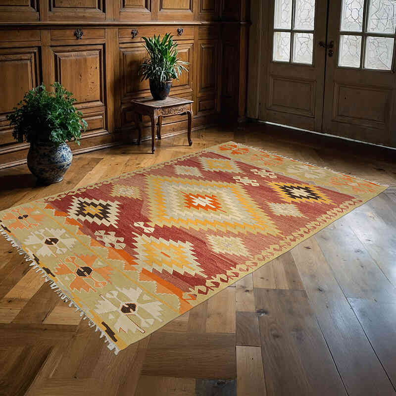 Vintage Cal Kilim Rug - 4' 11" x 7' 7" (59" x 91") - K0074077