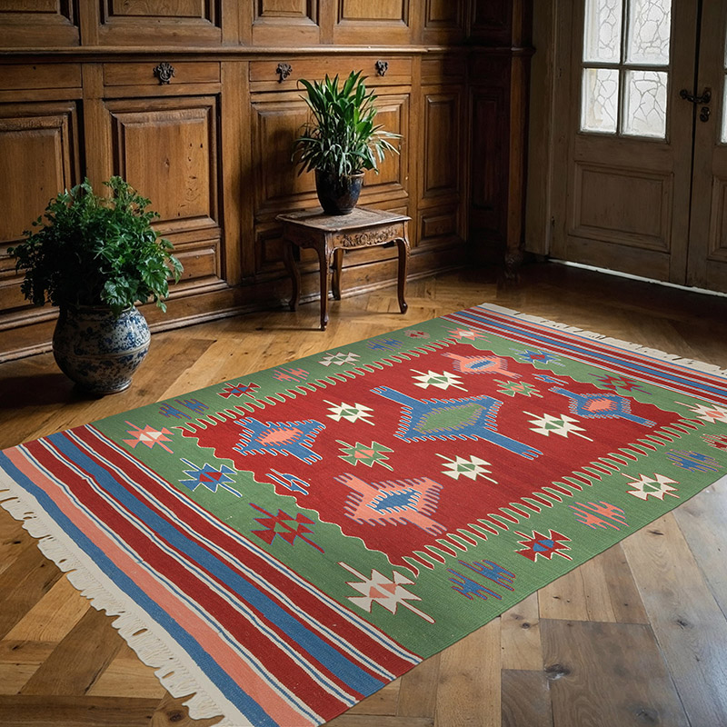 New Handwoven Turkish Kilim Rug - 5'  x 7' 3" (60" x 87") - K0074109