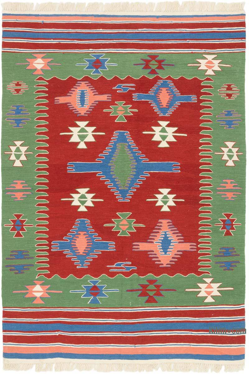 New Handwoven Turkish Kilim Rug - 5'  x 7' 3" (60" x 87") - K0074109