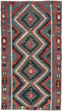 Vintage Denizli Kilim Rug - 5' 8" x 9' 11" (68" x 119")