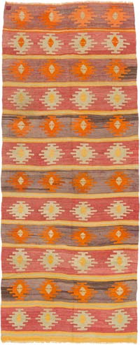 Vintage Afyon Kilim Rug - 3' 11" x 9' 10" (47" x 118")
