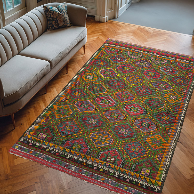 Vintage Anatolian Jijim Rug - 6' 5" x 9' 10" (77" x 118") - K0074148