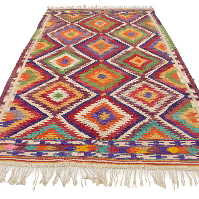 Vintage Fethiye Kilim Rug - 4' 8" x 9' 5" (56" x 113") - K0074154