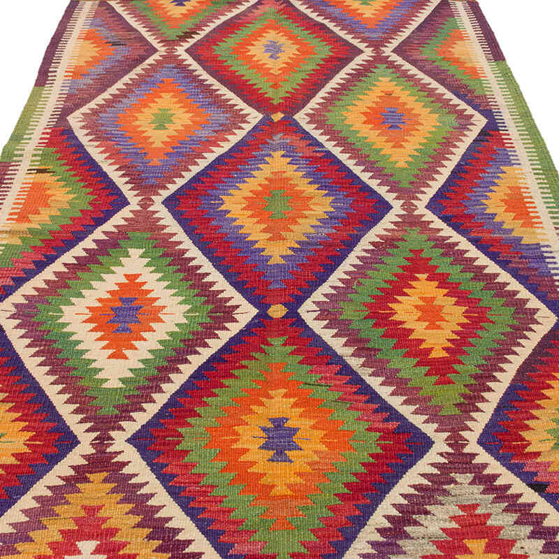 Vintage Fethiye Kilim Rug - 4' 8" x 9' 5" (56" x 113") - K0074154