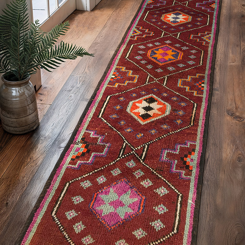 Alfombra Vintage de pasillo - 92 cm x 392 cm - K0074159