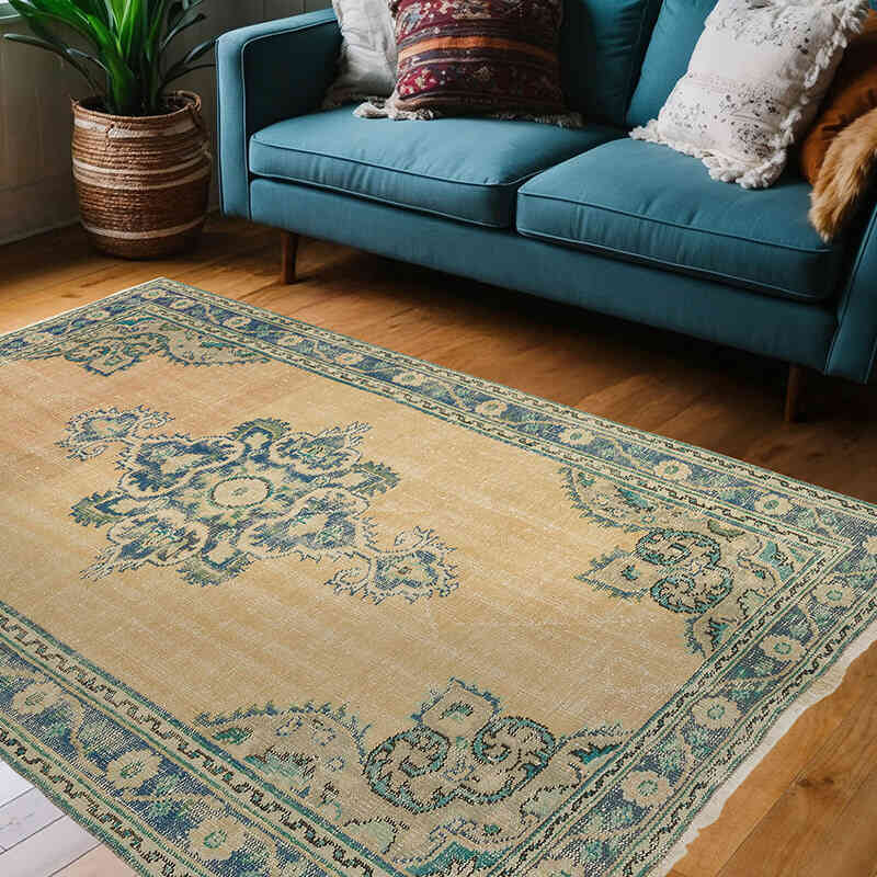 Alfombra Vintage Turca Anudada a Mano - 150 cm x 212 cm - K0074170