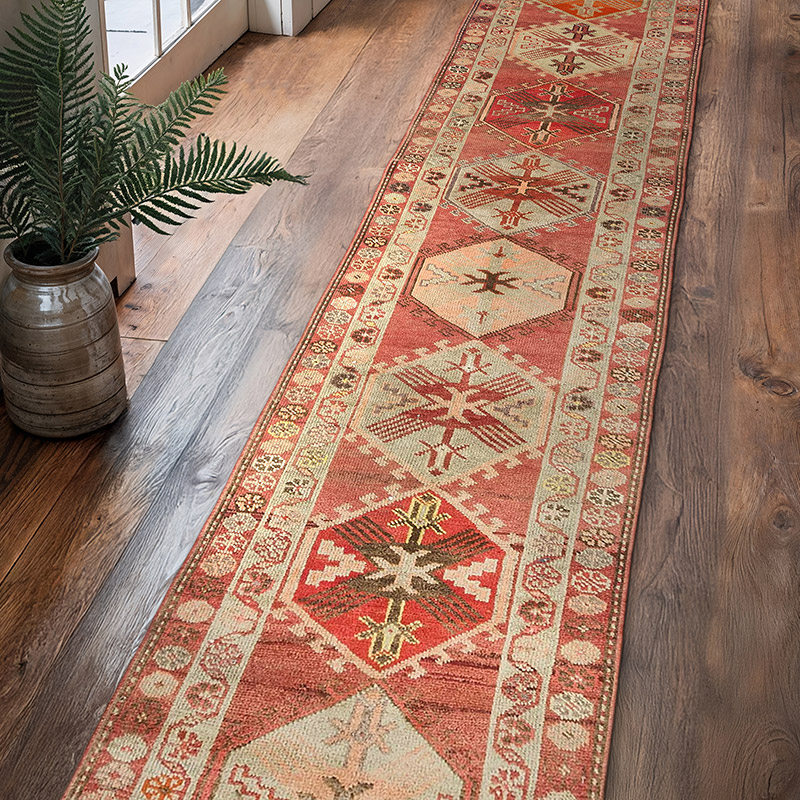 Alfombra Vintage de pasillo - 82 cm x 409 cm - K0074178