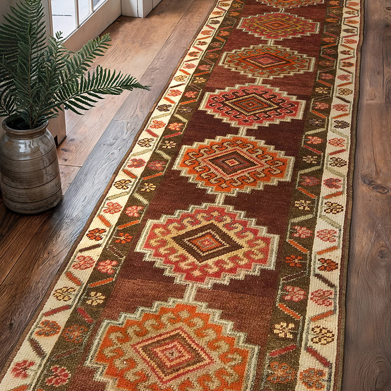 Alfombra Vintage de pasillo - 90 cm x 326 cm - K0074196