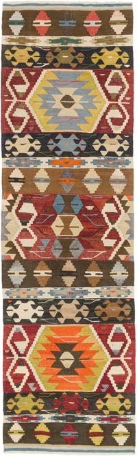 New Turkish Handwoven Kilim Runner - 3' 6" x 11' 10" (42" x 142")
