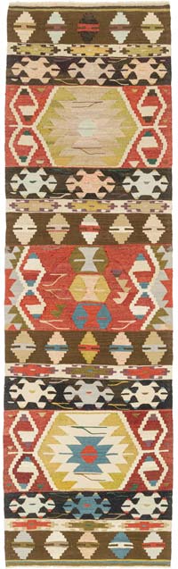 New Turkish Handwoven Kilim Runner - 3' 6" x 11' 7" (42" x 139")