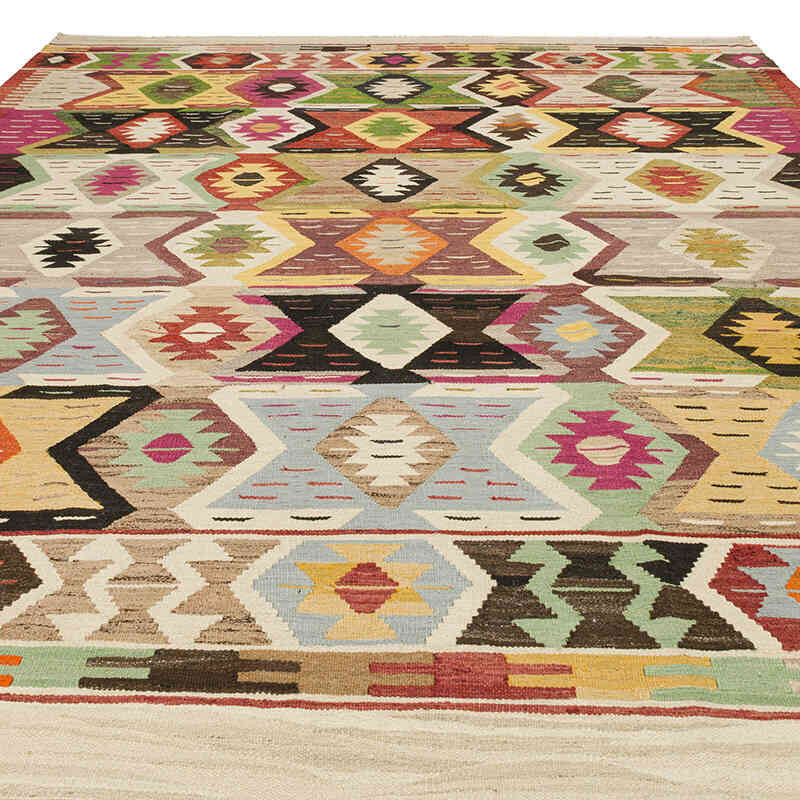 New Turkish Handwoven Kilim Rug - 8' 10" x 11' 10" (106" x 142") - K0074240