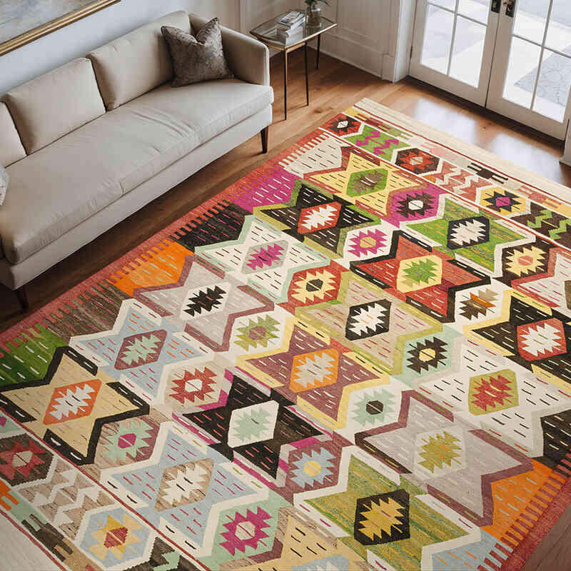 New Turkish Handwoven Kilim Rug - 8' 10" x 11' 10" (106" x 142") - K0074240