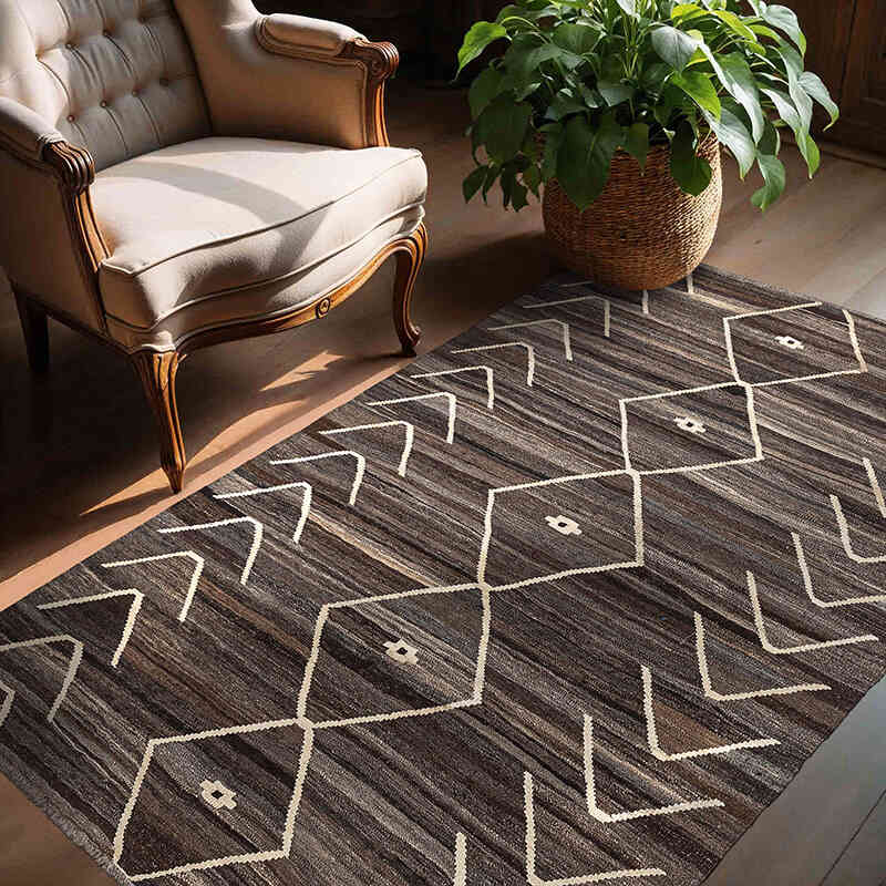 New Hand-Woven Kilim Rug - 4' 9" x 6' 5" (57" x 77") - K0074299