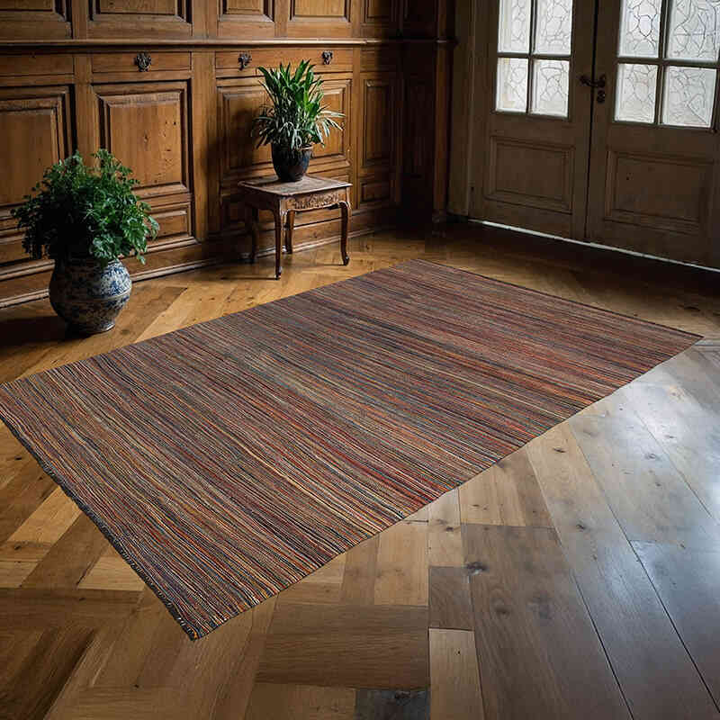 New Hand-Woven Kilim Rug - 5' 5" x 8' 7" (65" x 103") - K0074305