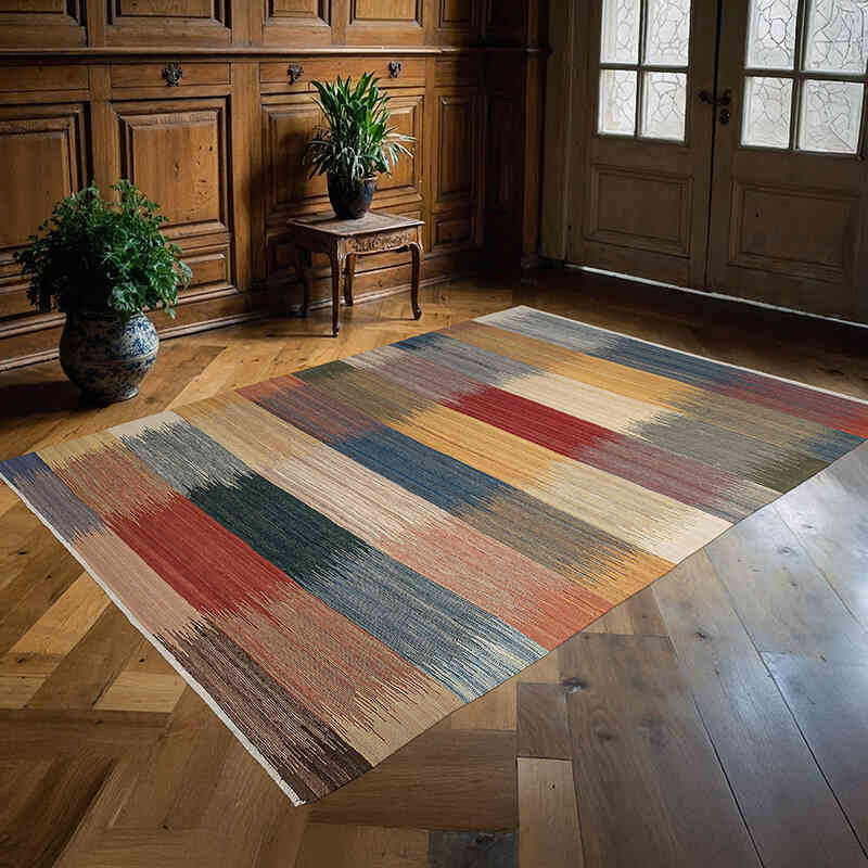 New Hand-Woven Kilim Rug - 5' 10" x 8' 2" (70" x 98") - K0074315