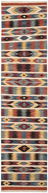 New Hand-Woven Kilim Runner - 2' 8" x 11' 2" (32" x 134")
