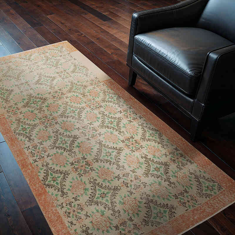 Alfombra Vintage Turca Anudada a Mano - 106 cm x 200 cm - K0074474