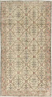 Alfombra Vintage Turca Anudada a Mano - 114 cm x 213 cm