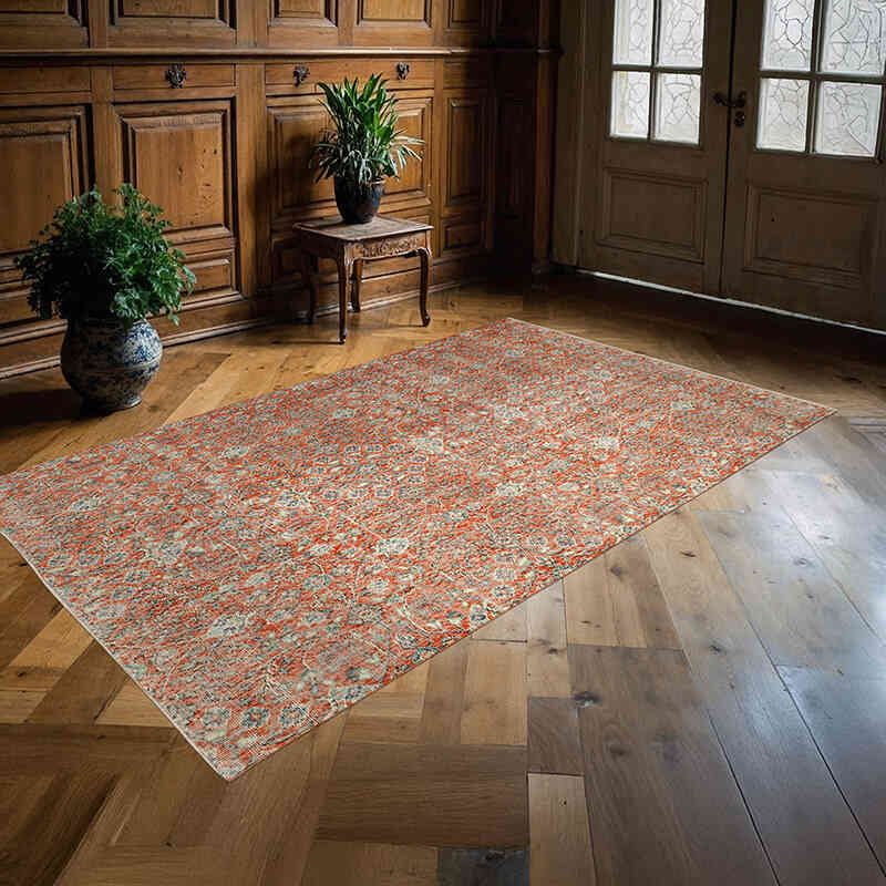 Vintage Turkish Hand-Knotted Rug - 4' 7" x 7' 9" (55" x 93") - K0074479