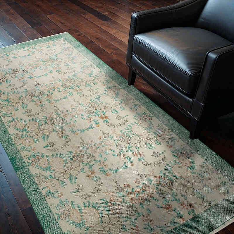 Alfombra Vintage Turca Anudada a Mano - 114 cm x 206 cm - K0074481