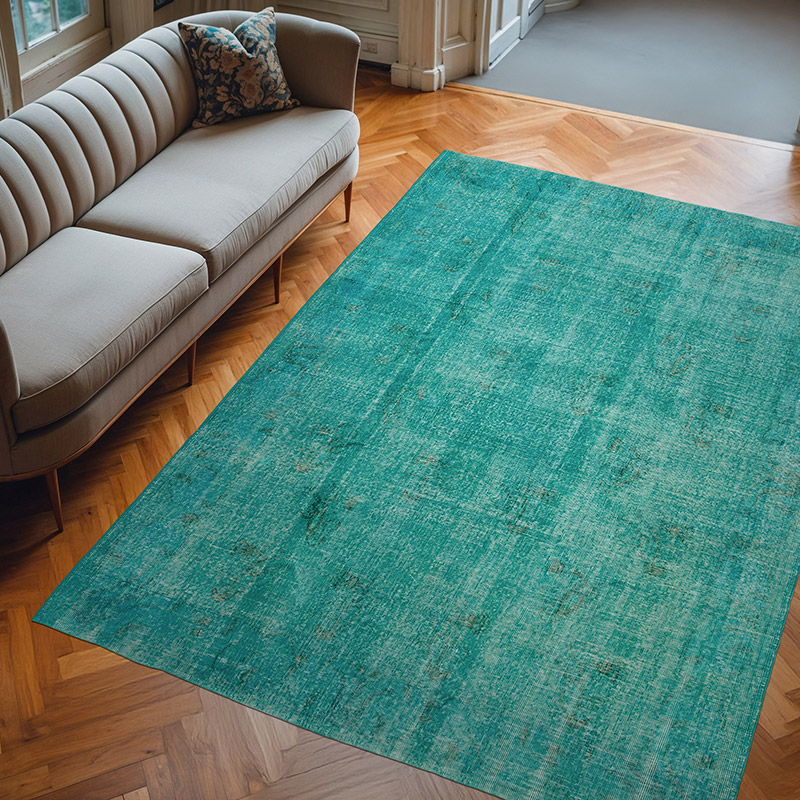 Over-dyed Vintage Hand-Knotted Turkish Rug - 7' 1" x 10' 1" (85" x 121") - K0074501