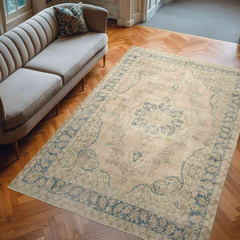 Alfombra Vintage Turca Anudada a Mano - 204 cm x 307 cm - K0074522