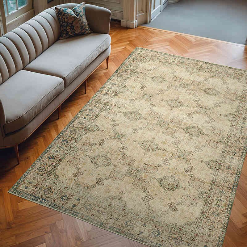 Alfombra Vintage Turca Anudada a Mano - 202 cm x 290 cm - K0074583