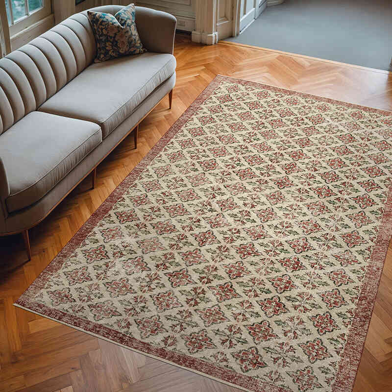 Vintage Turkish Hand-Knotted Rug - 6' 1" x 9'  (73" x 108") - K0074592