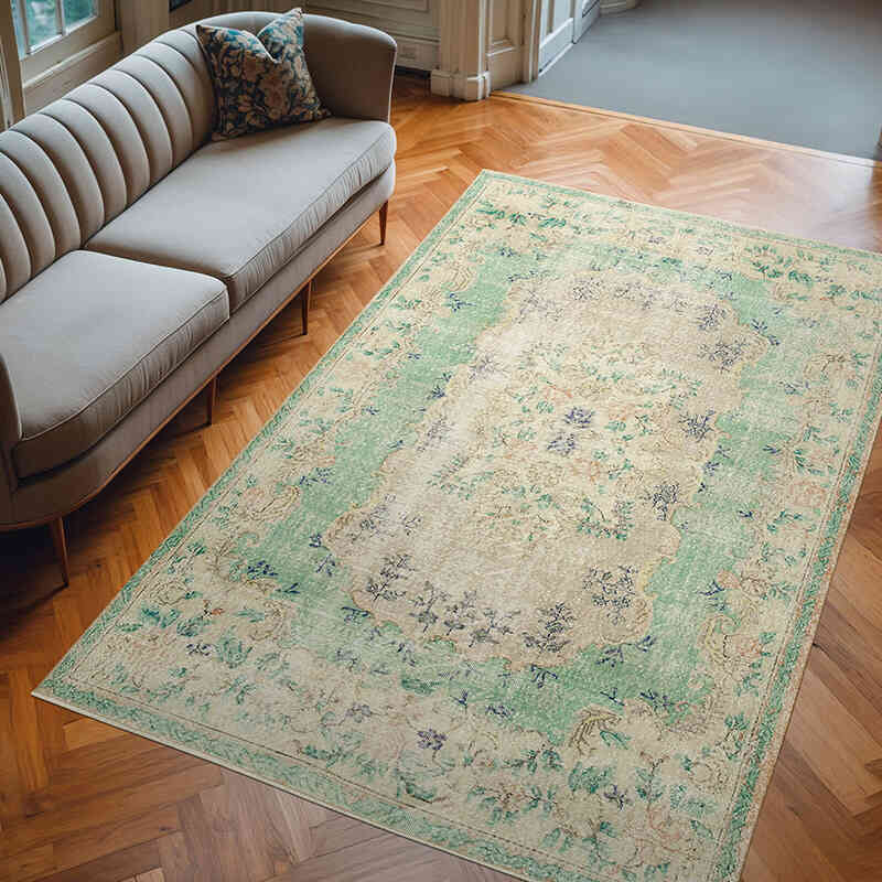 Alfombra Vintage Turca Anudada a Mano - 203 cm x 311 cm - K0074594