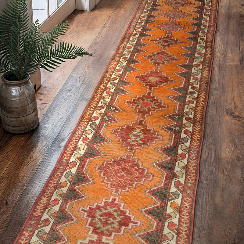Alfombra Vintage de pasillo - 88 cm x 409 cm - K0074620