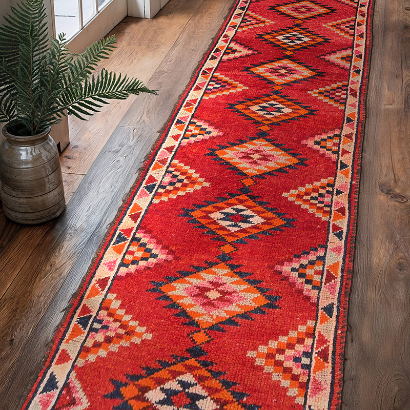 Vintage Tribal Runner Rug - 3'  x 12' 1" (36" x 145") - K0074664