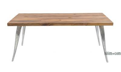 Walnut Table with Sand Cast Aluminium Legs