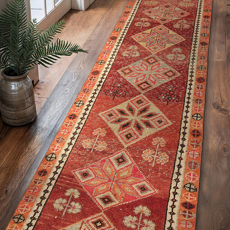 Vintage Tribal Runner Rug - 3' 1" x 12'  (37" x 144") - K0074680