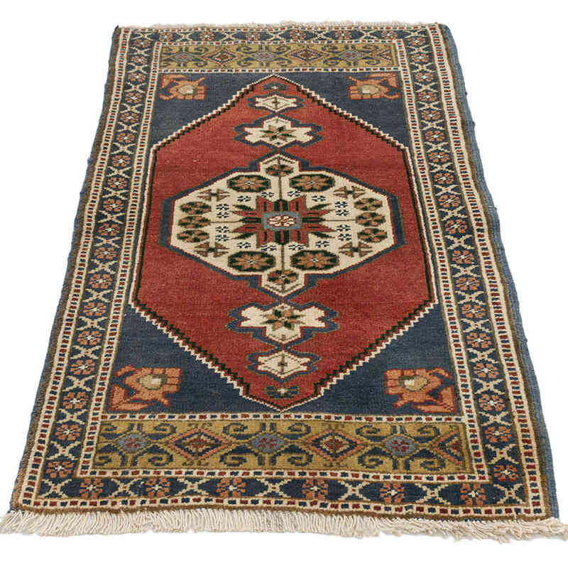 Alfombra Vintage Turca Anudada a Mano - 58 cm x 98 cm - K0074700