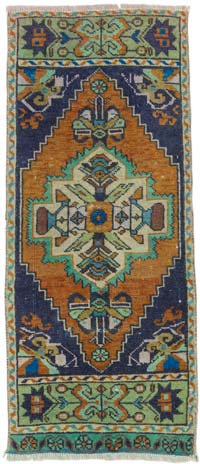 Alfombra Vintage Turca Anudada a Mano - 38 cm x 87 cm