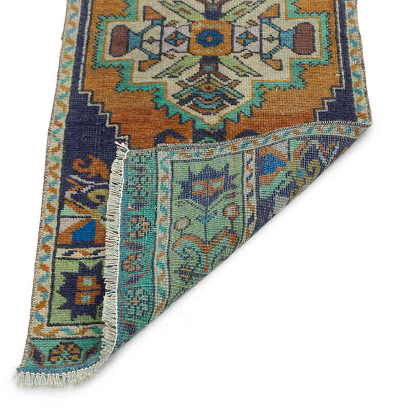 Alfombra Vintage Turca Anudada a Mano - 38 cm x 87 cm - K0074701
