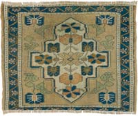 El Dokuma Vintage Halı - 66 cm x 54 cm
